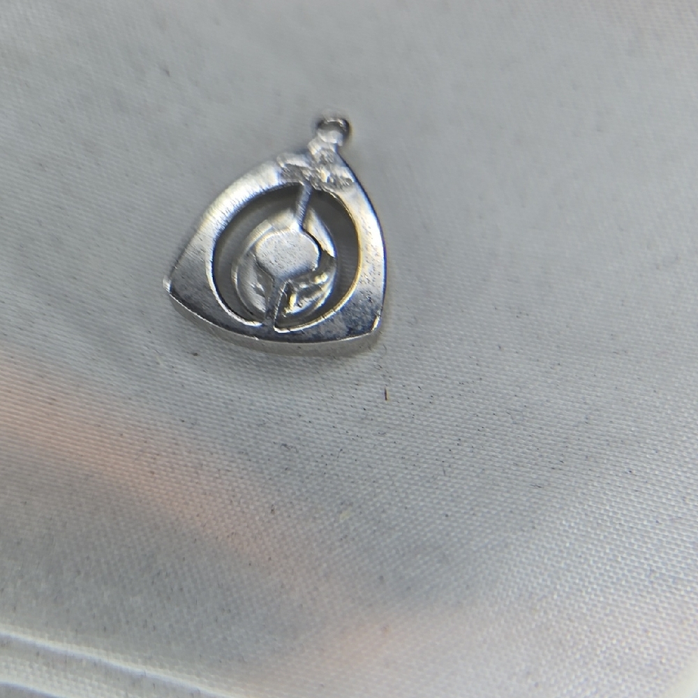 Sterling Silver and Black Clip-On Earrings and Charm - Picture 4 of 5